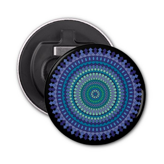 Décapsuleur Blue Mandala Party Favoriser magnétique (Devant)