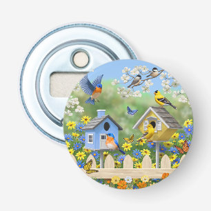 Décapsuleur Bluebirds Goldfinches Birdhouses Jardin aux fleurs