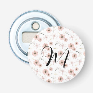 Décapsuleur Blush Rose Fleurs Art Monogramme Aquarelle