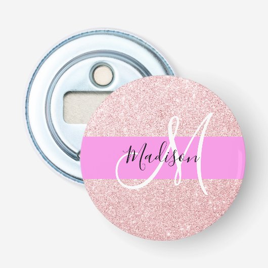Décapsuleur Blush Rose Glamour Or Glitter Monogramme (Devant)