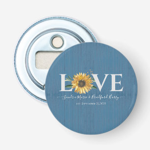 Décapsuleur Bois de grange bleu poussiéreux, mariage au tourne
