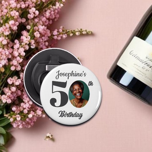 Décapsuleur Bold 50th Birthday Party Photo Favor