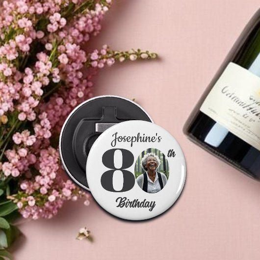 Décapsuleur Bold 80th Birthday Party Photo Favor