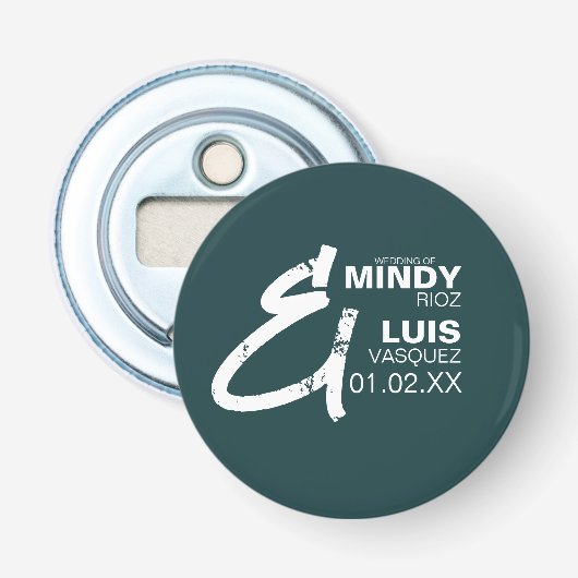 Décapsuleur BOLD AMPERSAND Grunge Vert Mariage Blanc     (Devant)