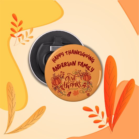 Décapsuleur Bon thanksgiving Nom monogramme |