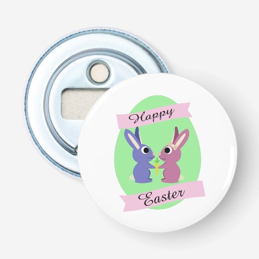 Décapsuleur Bonne Pâques ! De mignons lapins (Devant)