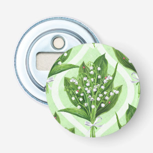 Décapsuleur Bouquet de lys de la vallée fleurs sur vert