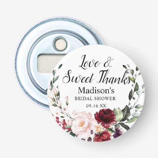 Décapsuleur Bouquet floral de Bourgogne à l'aquarelle remercie (Devant)