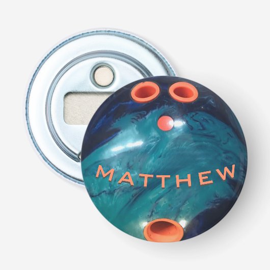 Décapsuleur Bouteille de boule d'Orang bleu personnalisé (Devant)