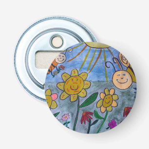 Décapsuleur Bouteille de bouton de miel abeilles et fleurs