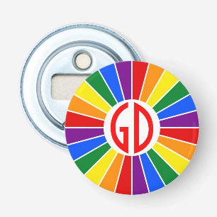Décapsuleur BOUTON À DRAPEAU PLANIFIÉ RAYS + votre signe ou vo