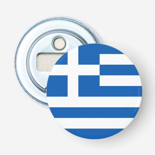 Décapsuleur Bouton Drapeau Grec Ouvert bouteille (Devant)