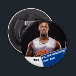 Décapsuleur Bouton photo sport personnalisé / joueur de basket<br><div class="desc">Bouton photo sport personnalisé / joueur de basketball pin</div>