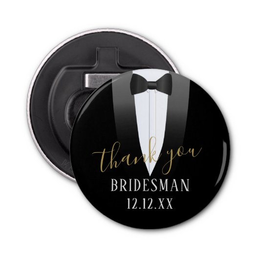 Décapsuleur Bridesman Mariage Merci Tuxedo Bottle Opener (Devant)