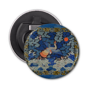 Décapsuleur Broderie chinoise bleu d'oiseau Vintage