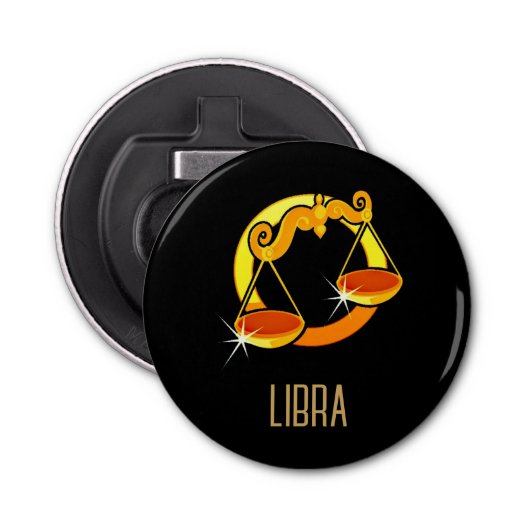 Décapsuleur Brown et or Libra signe zodiaque noir (Devant)