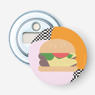 Décapsuleur Burger Bold à carreaux rose orange noir