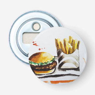 Décapsuleur Burger & frites Original Water Color Fourre-tout B