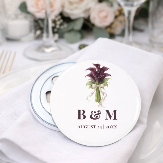 Décapsuleur Burgundy Calla Lily Wedding Bouquet Ivory Ribbon 