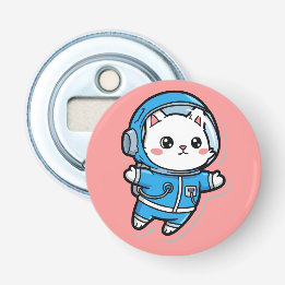 Décapsuleur Button Bottle Opener Cute Astronaut Cat Kawaii 