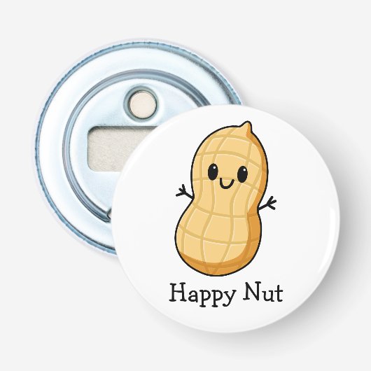 Décapsuleur Cacao Kawaii dessiné – Écrou souriant mignon (Devant)