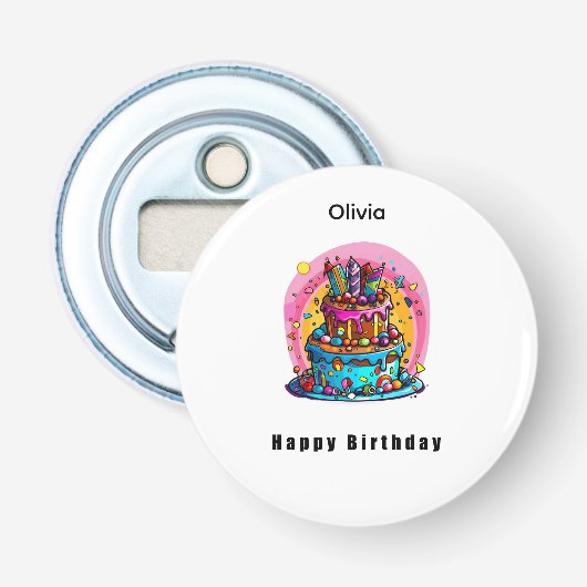 Décapsuleur Cadeau d'anniversaire, gâteau d'anniversaire heure (Devant)