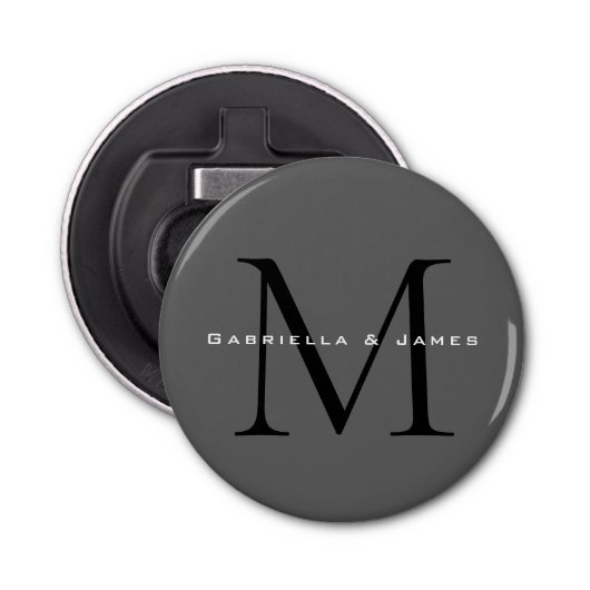 Décapsuleur Calligraphie gris-noir monogramme (Devant)
