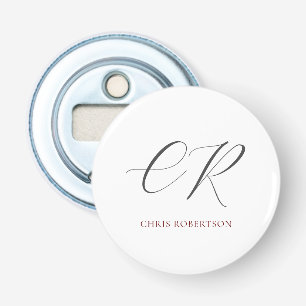 Décapsuleur Calligraphie Monogramme Nom Black White Cadeau per