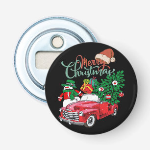 Décapsuleur Camionnette Rouge Ramassage Sapin de Noël Joyeux N