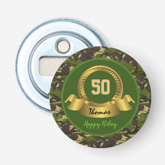 Décapsuleur Camouflage armée vert 50e anniversaire / fête de c (Devant)
