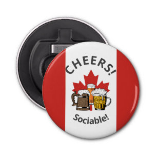 Décapsuleur CANADA DRAPEAU Dessin 3 bières Salutations sociabl