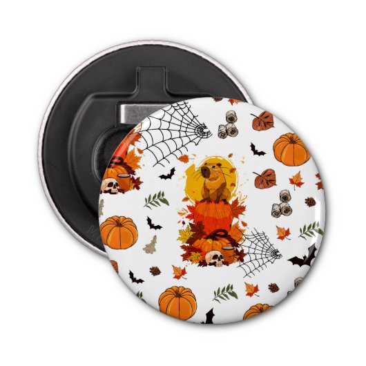 Décapsuleur Capybara Halloween. Citrouille sorcier. (Devant)