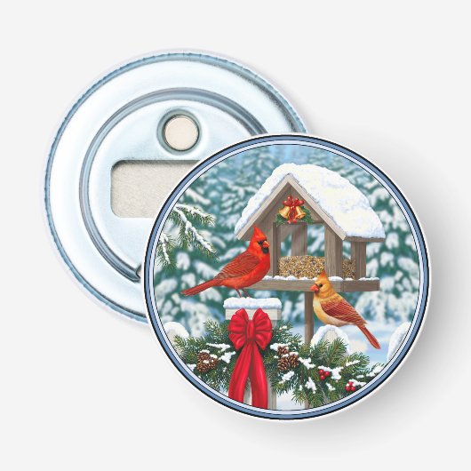 Décapsuleur Cardinaux et mangeoire de Noël (Devant)