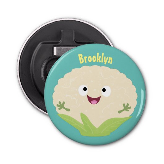 Décapsuleur Caricature de légume de chou-fleur joyeux (Devant)