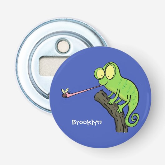 Décapsuleur Caricature de lézard de caméléon vert joyeux (Devant)