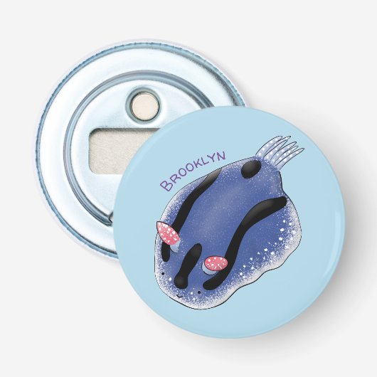 Décapsuleur Caricature de nudibranche bleu mignon (Devant)
