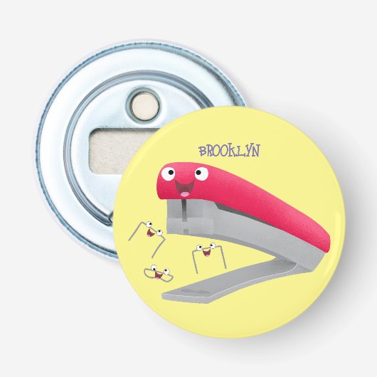 Décapsuleur Caricature en agrafeuse rouge pâle (Devant)