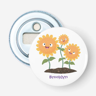 Décapsuleur Caricature joli tournesol souriant illustration