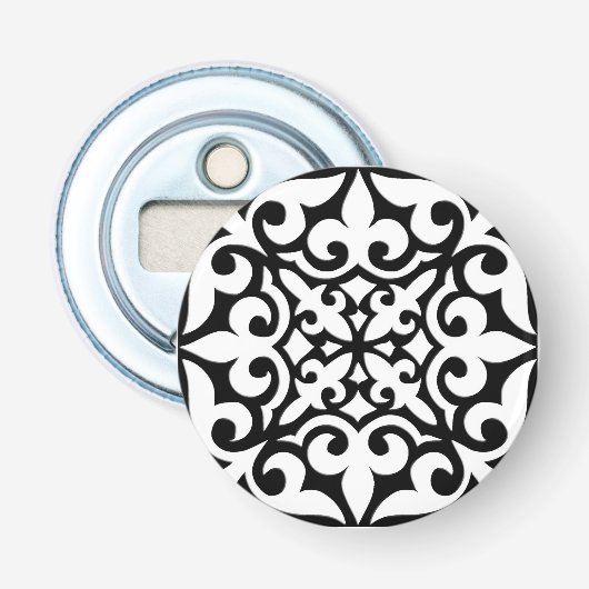 Décapsuleur Carreau marocain - blanc avec fond noir (Devant)