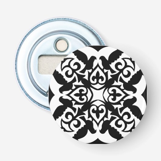 Décapsuleur Carreau marocain - blanc sur fond noir (Devant)
