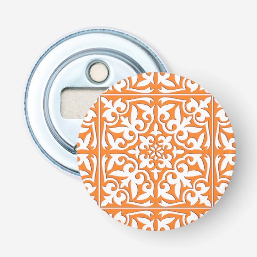 Décapsuleur Carreau marocain - orange corail et blanc (Devant)