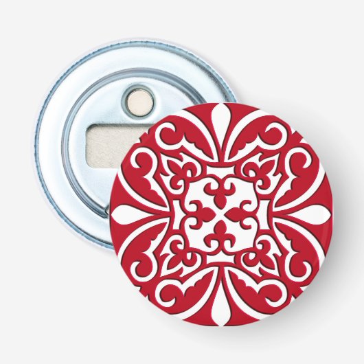 Décapsuleur Carreau marocain - rouge foncé et blanc (Devant)