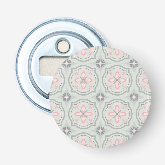 Décapsuleur Carreaux Floraux Pastel Vert (Devant)