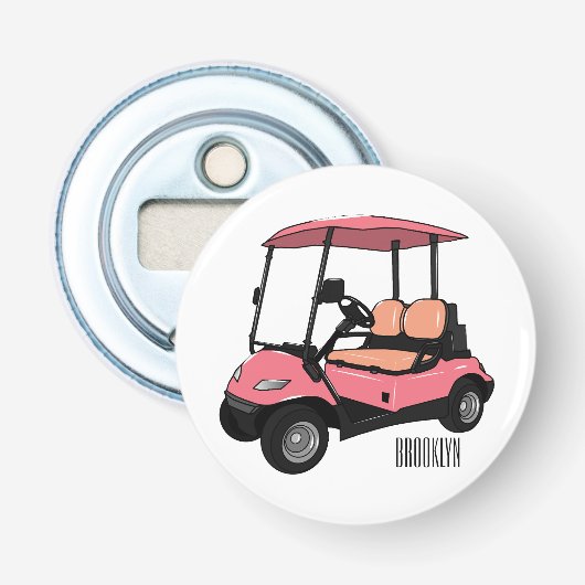 Décapsuleur Carte de golf / dessin animé en voiturette de golf (Devant)