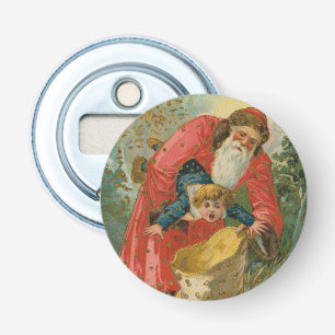 Décapsuleur Carte de Noël vintage, Père Noël, Enfant turbulent