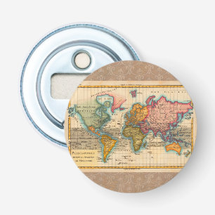 Décapsuleur Carte du Monde 1780 Bonne Antique Planisphère
