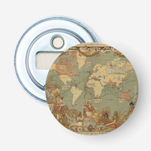 Décapsuleur Carte du monde Antique 1886 Illustré (Devant)