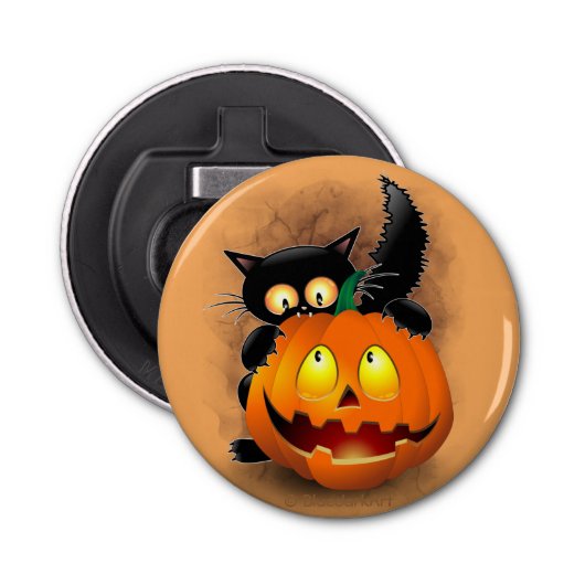 Décapsuleur Cat Fun Halloween Character biting a Pumpkin   (Devant)