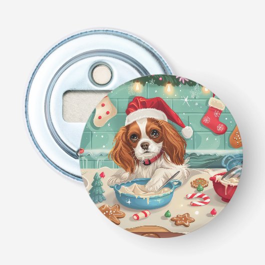Décapsuleur Cavalier King Charles Spaniel Cuisinant pour Noël (Devant)