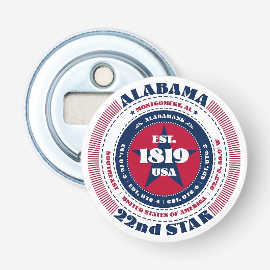 Décapsuleur Cercle d'information de l'État de l'Alabama (Devant)